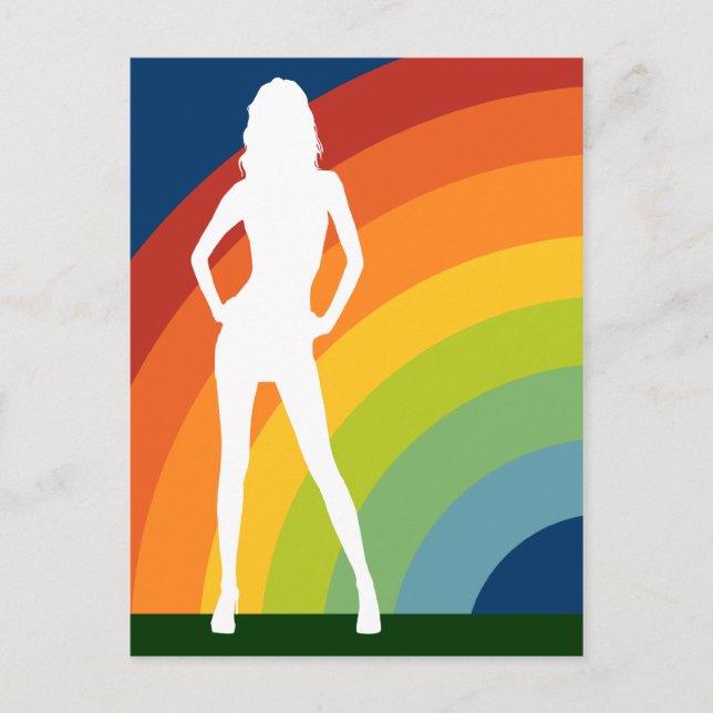 Postal mujer con silueta de arco iris (Anverso)