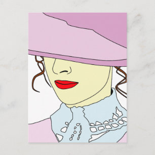 Postal Mujer con sombrero