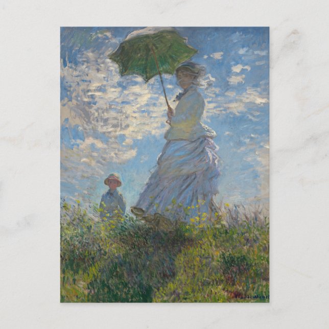 Postal Mujer con sombrilla de Monet (Anverso)