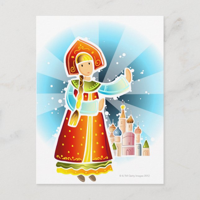 Postal Mujer con traje tradicional ruso (Anverso)