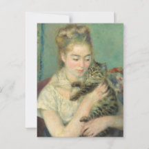 Mujer con un gato por arte impresionista de Renoir