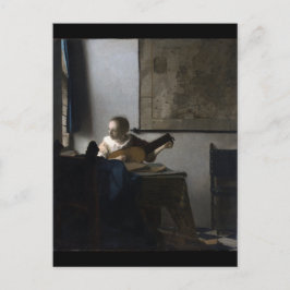 Postal Mujer con un Lute de Johannes Vermeer