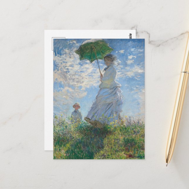 Postal Mujer con un parasol de Claude Monet (Anverso/Reverso In Situ)