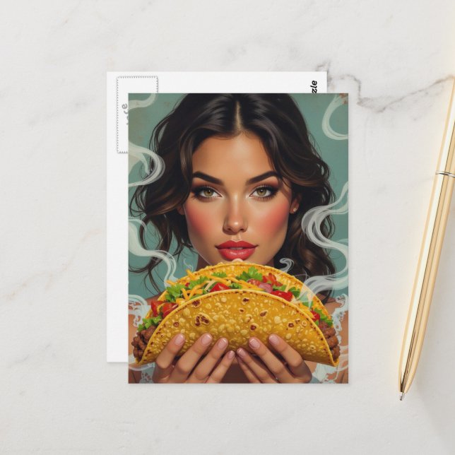 Postal Mujer Con un Taco (Anverso/Reverso In Situ)