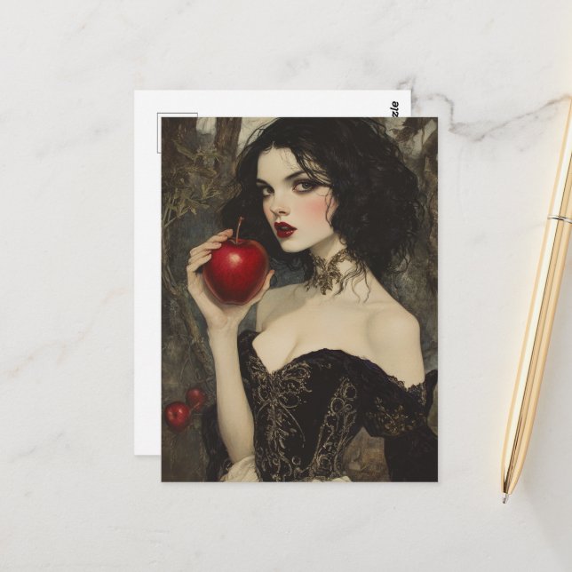 Postal Mujer con una manzana roja (Anverso/Reverso In Situ)