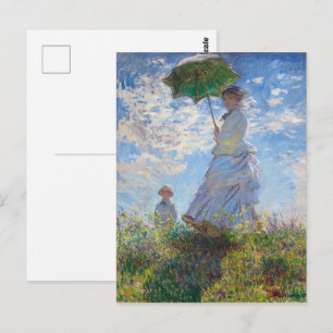 Postal Mujer con una sombrilla Monet