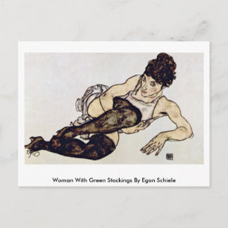 Postal Mujer Con Valores Verdes De Egon Schiele