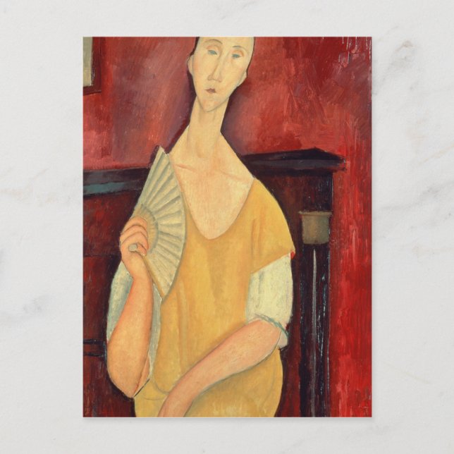 Postal Mujer con ventilador 1919 (Anverso)