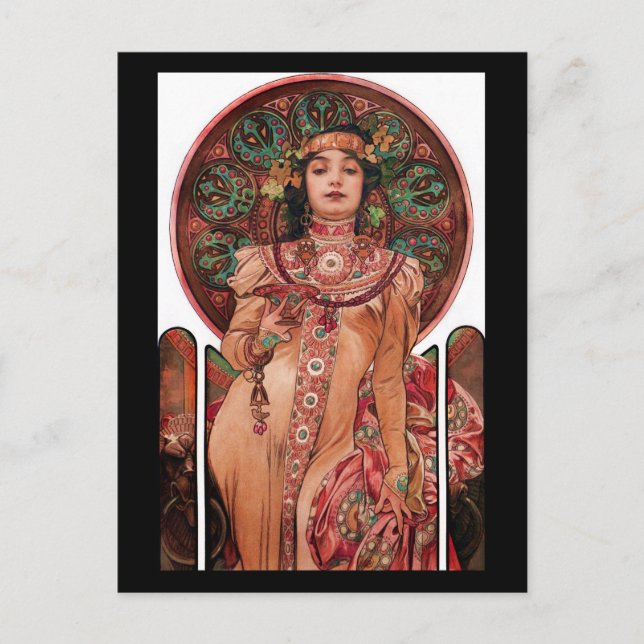 Postal Mujer con vidrio de champagne (Anverso)