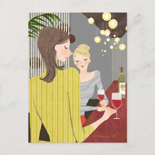 Postal Mujer con vino (Anverso)
