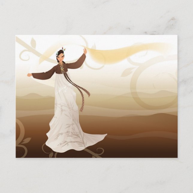 Postal mujer coreana en un hanbok (Anverso)