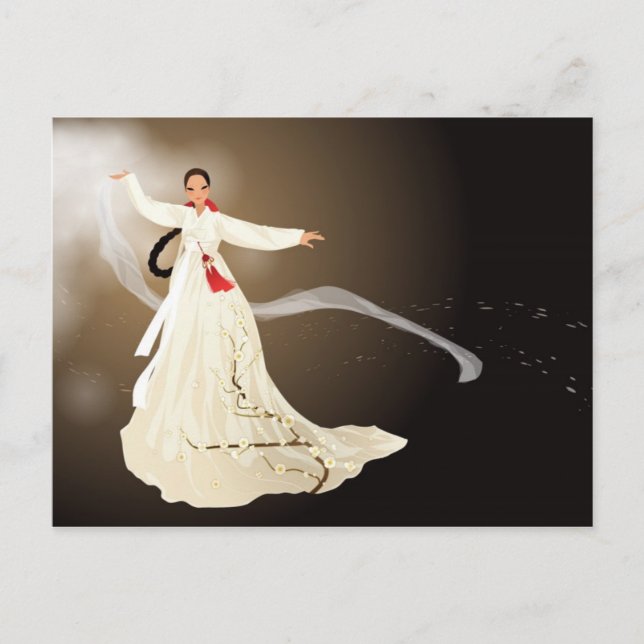 Postal mujer coreana en un hanbok (Anverso)