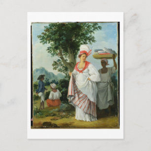 Postal Mujer criolla del oeste de India con su sirviente 