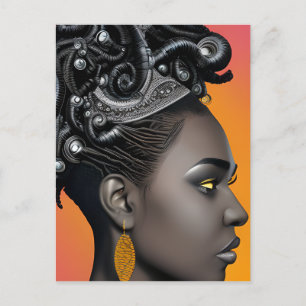 Postal Mujer cristiana negra melanina sista chica templo