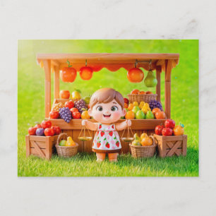 Postal Mujer Cute 3D del Zodiaco Libra