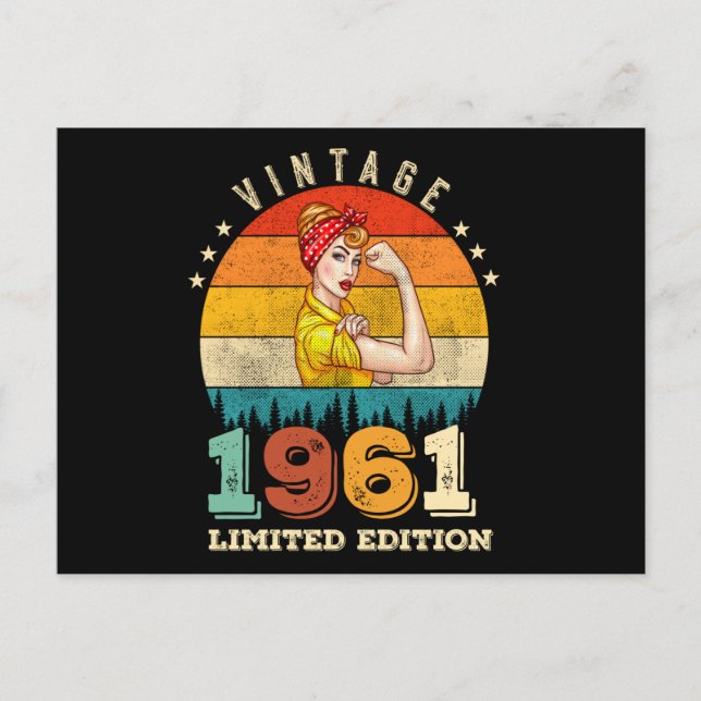 Postal Mujer de 61 años Cumpleaños 1961 Cumpleaños 61 Vin (Anverso)