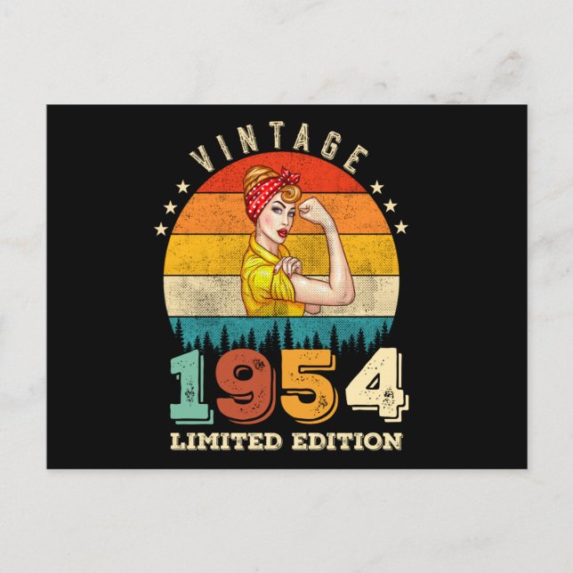 Postal Mujer de 68 años Cumpleaños 1954 Cumpleaños 68 Vin (Anverso)