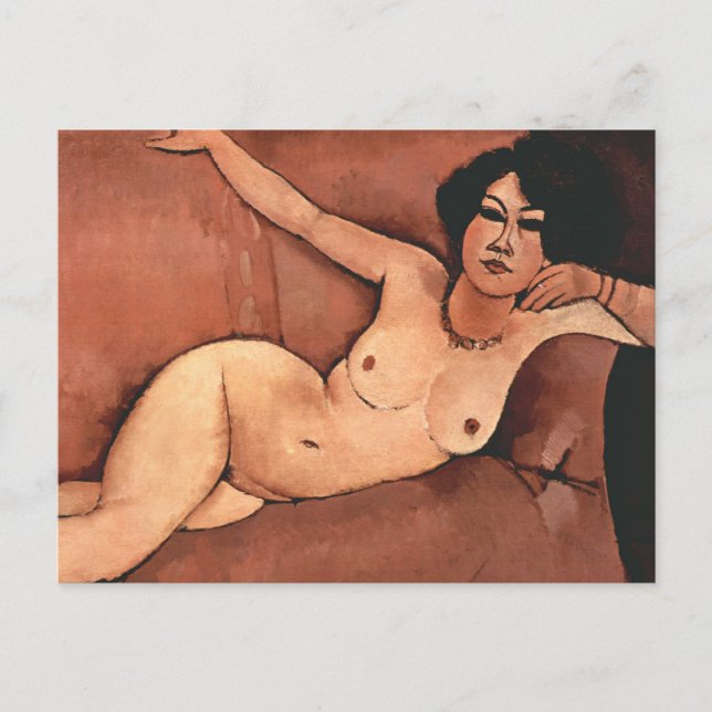 Postal Mujer De Amedeo Modigliani En Un Sofá (Anverso)