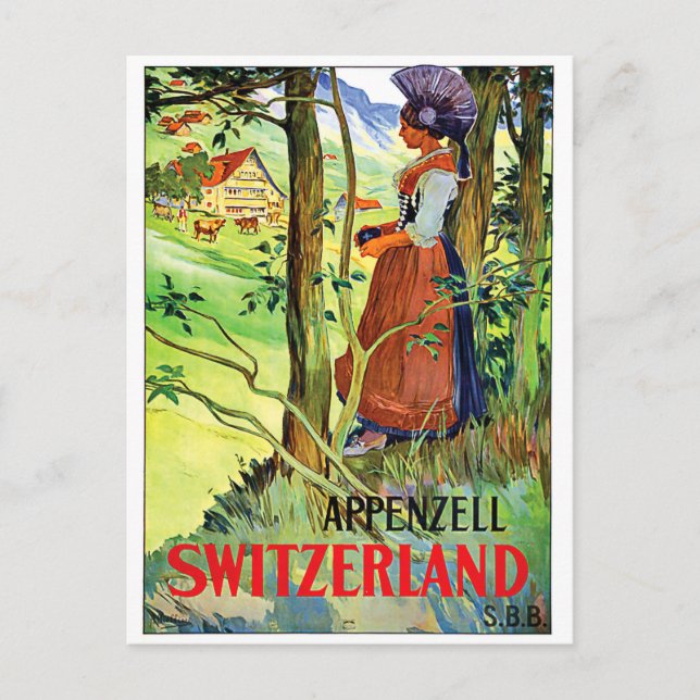 Postal Mujer de Appenzell, Suiza (Anverso)
