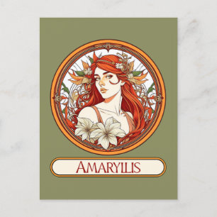 Postal Mujer de Art Nouveau Amaryllis