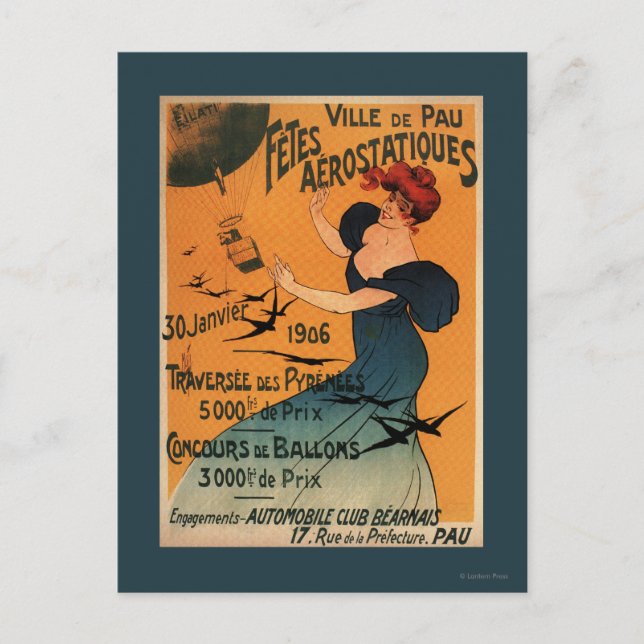 Postal Mujer de cabeza roja espera a Poster de pájaros de (Anverso)
