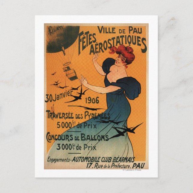 Postal Mujer de cabeza roja espera a Poster de pájaros de (Anverso)