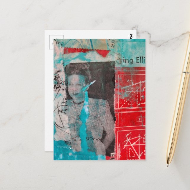 Postal Mujer de carpintería con hobbies retro de medios m (Anverso/Reverso In Situ)