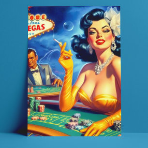 Postal Mujer de Casino Vintage