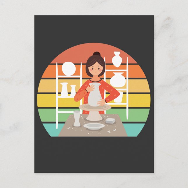 Postal Mujer de cerámica retro horno de cerámica (Anverso)