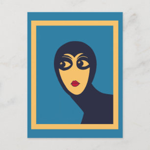 Postal Mujer de espacio retro mínimo Arte vectorial