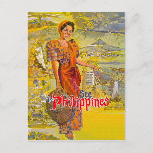 Postal Mujer de Filipinas, viaje vintage