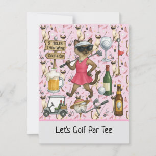 Postal Mujer de golf con tema para despedida de soltera r