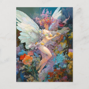 Postal Mujer De Hadas En Flores Arte De Fantasía