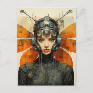Postal Mujer de insectos de fantasía