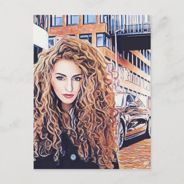 Postal Mujer de la cabeza roja en arte abstracto de la ci (Anverso)