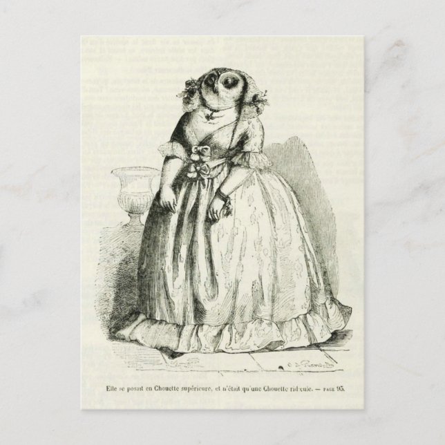 Postal Mujer De Lechuza Vintage (Anverso)