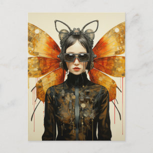 Postal Mujer de los insectos de Steampunk