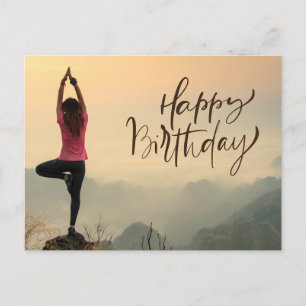 Postal Mujer de Meditación de Yoga Feliz Cumpleaños