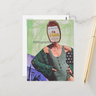 Postal Mujer de miel surrealista collage de técnica mixta
