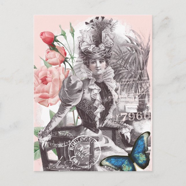 Postal Mujer de moda victoriana elegante (Anverso)