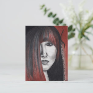 Postal Mujer de muñeca americana Retrato Arte original Di