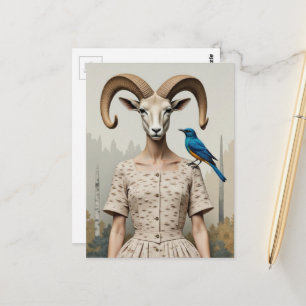 Postal Mujer de oveja Bighorn con moda de vestido de cort