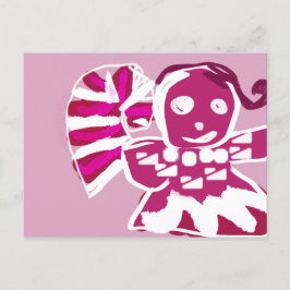 Postal Mujer de pan de jengibre rosa