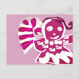 Postal Mujer de pan de jengibre rosa