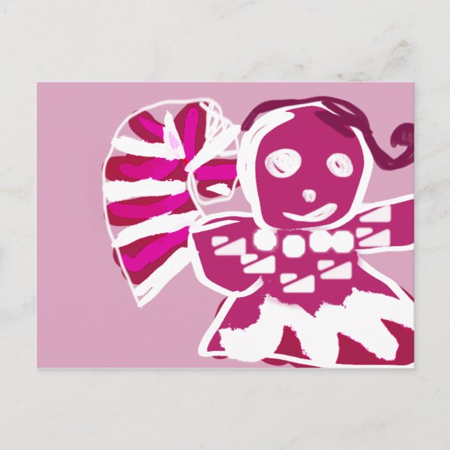 Postal Mujer de pan de jengibre rosa (Anverso)