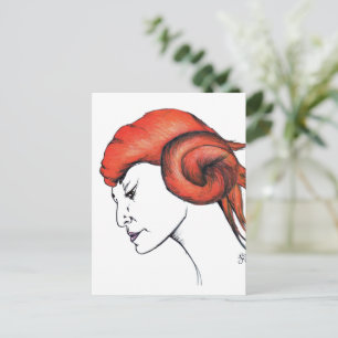 Postal Mujer de pelo naranja mandarina retrato Pop Art