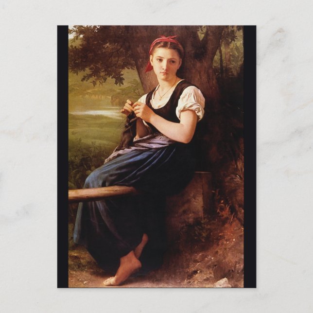 Postal Mujer de punto de William-Adolphe Bouguereau (Anverso)