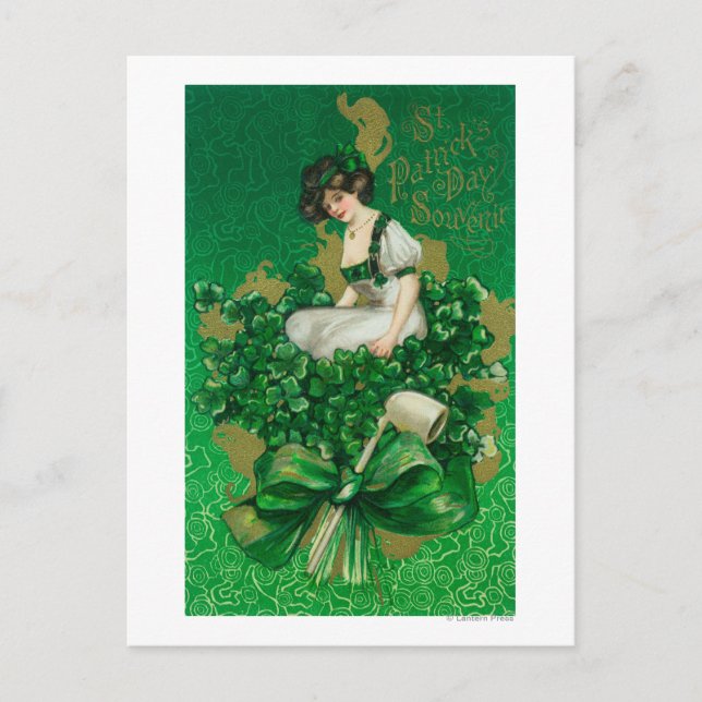 Postal Mujer de recuerdo del Día de San Patricio en la es (Anverso)