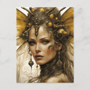 Postal Mujer de Steampunk Bee Insect