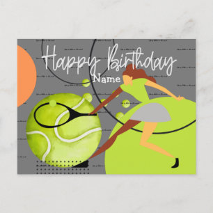 Postal Mujer de tenis está jugando Cumpleaños Feliz 